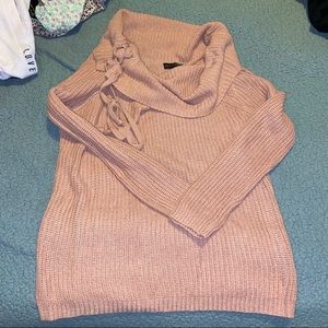 Knit sweater off the shoulder